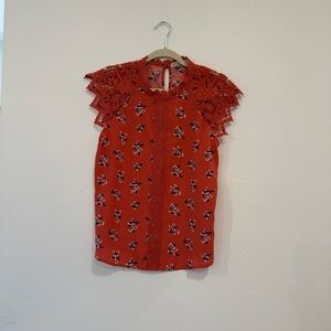 Chance or Fate Red Floral Lace Top